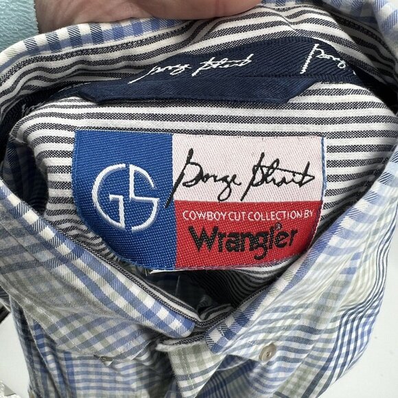 George Strait Wrangler Plaid Button-Down Shirt Mens L/G Cowboy Cut 100% Cotton B - Picture 10 of 10